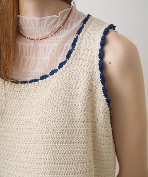 Crisp(クリスプ)の「bicolor short knit tank / バイカラーショートニットタンク(ベスト・レディース・アイボリー/ブラック・FREE)」の9枚目の写真