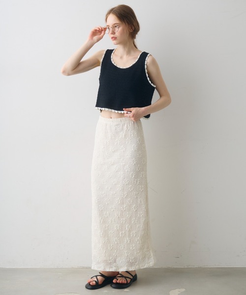 Crisp(クリスプ)の「bicolor short knit tank / バイカラーショートニットタンク(ベスト・レディース・アイボリー/ブラック・FREE)」の13枚目の写真