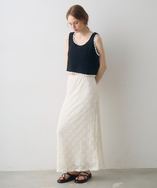Crisp(クリスプ)の「bicolor short knit tank / バイカラーショートニットタンク(ベスト・レディース・アイボリー/ブラック・FREE)」の14枚目の写真