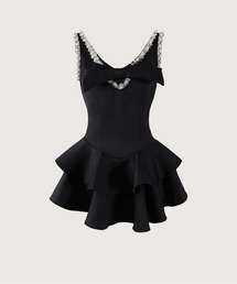 Textured Hand Beaded Matte Satin Dress