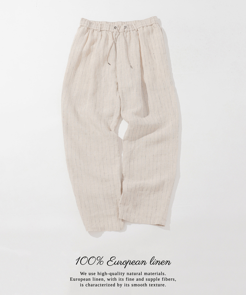 B.C STOCK(ベーセーストック)の「【追加】ヨーロッパリネン100% イージーパンツ(その他パンツ・メンズ・アイボリー/ネイビー/コバルトブルー/ベージュ/ブラック/カーキ・MEDIUM/SMALL/LARGE)」の3枚目の写真