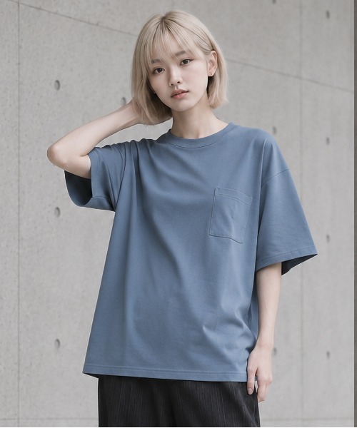 B.I.D.(ビーアイディー)の「《Bd》梨地 ビッグシルエット クルーネックTシャツ(Tシャツ/カットソー・メンズ・ブラック/ブルー/グレー系・LARGE/MEDIUM)」の3枚目の写真