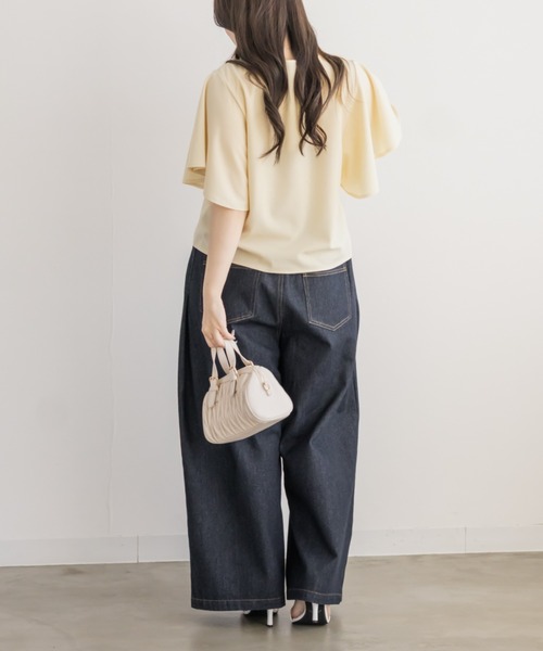 CLETTE(クレット)の「パール釦付きフレアスリーブブラウス(シャツ/ブラウス・レディース・ラベンダー/イエロー/サックスブルー・LL/4L/3L)」の14枚目の写真