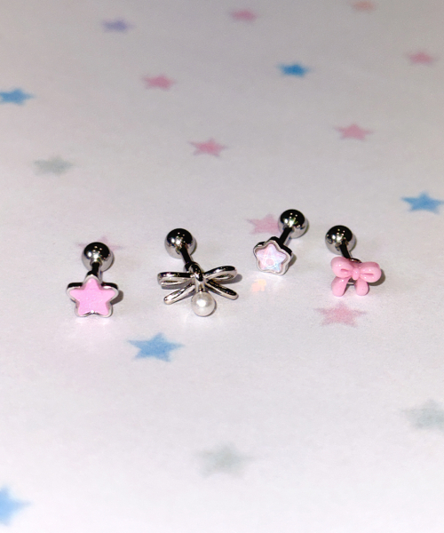 VVV（ブイブイブイ）の「[SET] マカロンスターロンピアス（ピアス（両耳用）・レディース・ホワイト/ブラック/ピンク・FREE）」の6枚目の写真