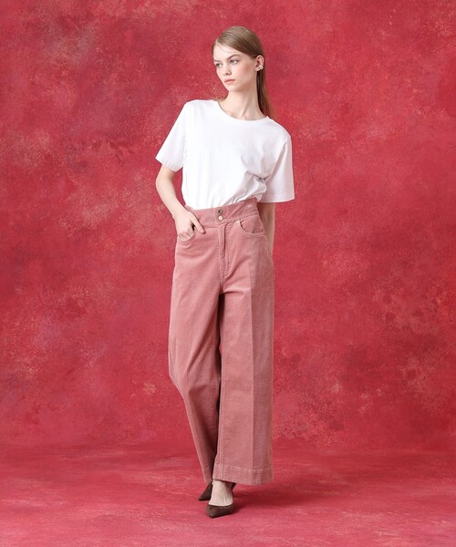 LOULOU WILLOUGHBY（ルルウィルビー）の「ハイウエストコーデュロイパンツ（その他パンツ・レディース・アイボリー/ピンク・2/1）」の18枚目の写真