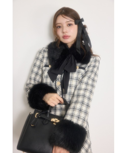 rienda(リエンダ)の「【AW先行アイテム】ティペットセットツイードジャケット(ノーカラージャケット・レディース・ベージュ/ホワイト/ブラック・SMALL/MEDIUM)」の5枚目の写真