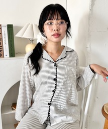 wears（ウェアーズ）の「【上下セット】パイピングルームウェア 長袖シャツパジャマセット（ルームウェア/パジャマ）」