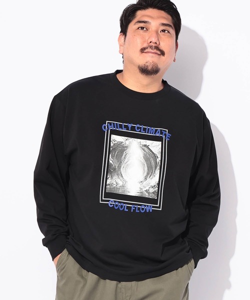 B&T CLUB(ビーティークラブ)の「Tシャツ 長袖 メンズ 大きいサイズ コットン100% プリント CHILLY CLIMATE クルーネック カットソー B&T CLUB (ビーアンドティークラブ)(Tシャツ/カットソー・メンズ・ブラック/ホワイト・X2(4L~5L)/X1(3L~4L))」の2枚目の写真