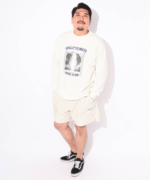 B&T CLUB(ビーティークラブ)の「Tシャツ 長袖 メンズ 大きいサイズ コットン100% プリント CHILLY CLIMATE クルーネック カットソー B&T CLUB (ビーアンドティークラブ)(Tシャツ/カットソー・メンズ・ブラック/ホワイト・X2(4L~5L)/X1(3L~4L))」の4枚目の写真