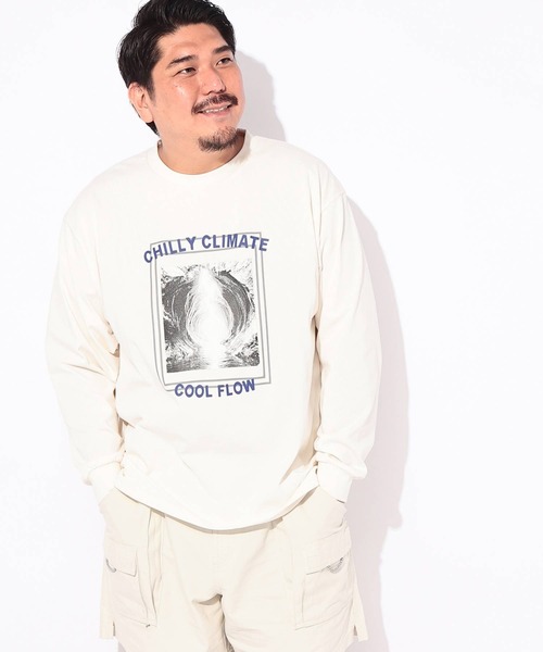 B&T CLUB(ビーティークラブ)の「Tシャツ 長袖 メンズ 大きいサイズ コットン100% プリント CHILLY CLIMATE クルーネック カットソー B&T CLUB (ビーアンドティークラブ)(Tシャツ/カットソー・メンズ・ブラック/ホワイト・X2(4L~5L)/X1(3L~4L))」の5枚目の写真