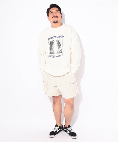 B&T CLUB(ビーティークラブ)の「Tシャツ 長袖 メンズ 大きいサイズ コットン100% プリント CHILLY CLIMATE クルーネック カットソー B&T CLUB (ビーアンドティークラブ)(Tシャツ/カットソー・メンズ・ブラック/ホワイト・X2(4L~5L)/X1(3L~4L))」の6枚目の写真