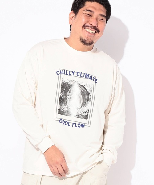 B&T CLUB(ビーティークラブ)の「Tシャツ 長袖 メンズ 大きいサイズ コットン100% プリント CHILLY CLIMATE クルーネック カットソー B&T CLUB (ビーアンドティークラブ)(Tシャツ/カットソー・メンズ・ブラック/ホワイト・X2(4L~5L)/X1(3L~4L))」の7枚目の写真