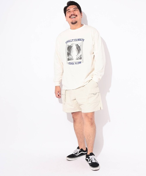 B&T CLUB(ビーティークラブ)の「Tシャツ 長袖 メンズ 大きいサイズ コットン100% プリント CHILLY CLIMATE クルーネック カットソー B&T CLUB (ビーアンドティークラブ)(Tシャツ/カットソー・メンズ・ブラック/ホワイト・X2(4L~5L)/X1(3L~4L))」の8枚目の写真