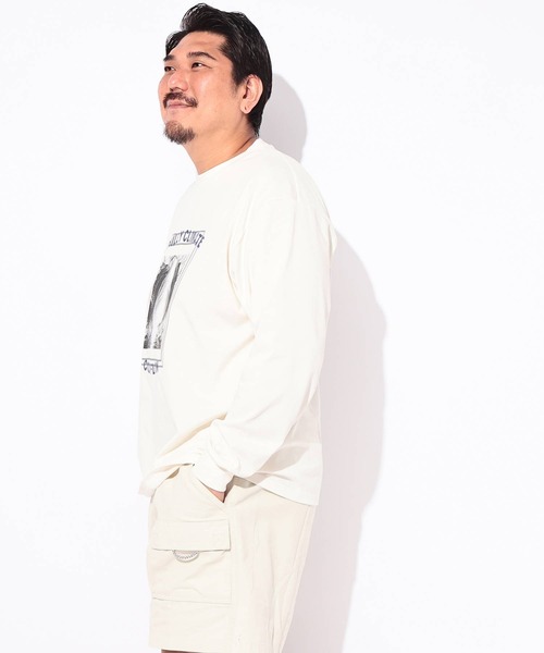 B&T CLUB(ビーティークラブ)の「Tシャツ 長袖 メンズ 大きいサイズ コットン100% プリント CHILLY CLIMATE クルーネック カットソー B&T CLUB (ビーアンドティークラブ)(Tシャツ/カットソー・メンズ・ブラック/ホワイト・X2(4L~5L)/X1(3L~4L))」の9枚目の写真
