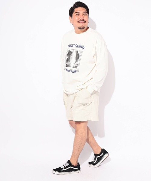 B&T CLUB(ビーティークラブ)の「Tシャツ 長袖 メンズ 大きいサイズ コットン100% プリント CHILLY CLIMATE クルーネック カットソー B&T CLUB (ビーアンドティークラブ)(Tシャツ/カットソー・メンズ・ブラック/ホワイト・X2(4L~5L)/X1(3L~4L))」の10枚目の写真