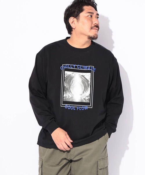 B&T CLUB(ビーティークラブ)の「Tシャツ 長袖 メンズ 大きいサイズ コットン100% プリント CHILLY CLIMATE クルーネック カットソー B&T CLUB (ビーアンドティークラブ)(Tシャツ/カットソー・メンズ・ブラック/ホワイト・X2(4L~5L)/X1(3L~4L))」の12枚目の写真