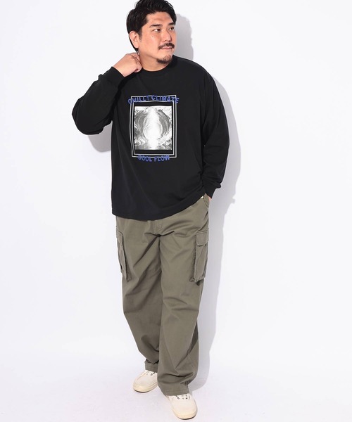 B&T CLUB(ビーティークラブ)の「Tシャツ 長袖 メンズ 大きいサイズ コットン100% プリント CHILLY CLIMATE クルーネック カットソー B&T CLUB (ビーアンドティークラブ)(Tシャツ/カットソー・メンズ・ブラック/ホワイト・X2(4L~5L)/X1(3L~4L))」の13枚目の写真