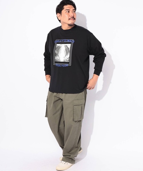 B&T CLUB(ビーティークラブ)の「Tシャツ 長袖 メンズ 大きいサイズ コットン100% プリント CHILLY CLIMATE クルーネック カットソー B&T CLUB (ビーアンドティークラブ)(Tシャツ/カットソー・メンズ・ブラック/ホワイト・X2(4L~5L)/X1(3L~4L))」の16枚目の写真