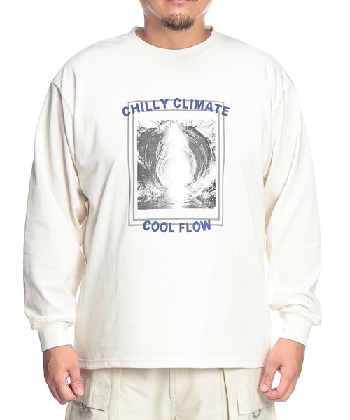 B&T CLUB(ビーティークラブ)の「Tシャツ 長袖 メンズ 大きいサイズ コットン100% プリント CHILLY CLIMATE クルーネック カットソー B&T CLUB (ビーアンドティークラブ)(Tシャツ/カットソー・メンズ・ブラック/ホワイト・X2(4L~5L)/X1(3L~4L))」の17枚目の写真