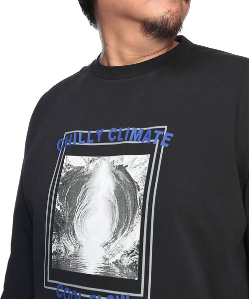 B&T CLUB(ビーティークラブ)の「Tシャツ 長袖 メンズ 大きいサイズ コットン100% プリント CHILLY CLIMATE クルーネック カットソー B&T CLUB (ビーアンドティークラブ)(Tシャツ/カットソー・メンズ・ブラック/ホワイト・X2(4L~5L)/X1(3L~4L))」の22枚目の写真