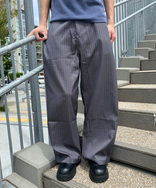 link lot(リンクロット)の「【26年秋冬新作アイテム】【バックゴム】ピンストライプワイドスラックス(スラックス・メンズ・グレー・L/M)」の16枚目の写真