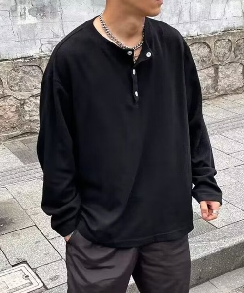 KELVIN(ケルヴァン)の「Relax Henley Long Tee リラックスヘンリーロンT(Tシャツ/カットソー・メンズ・グレー/ブラック・MEDIUM/LARGE)」の6枚目の写真