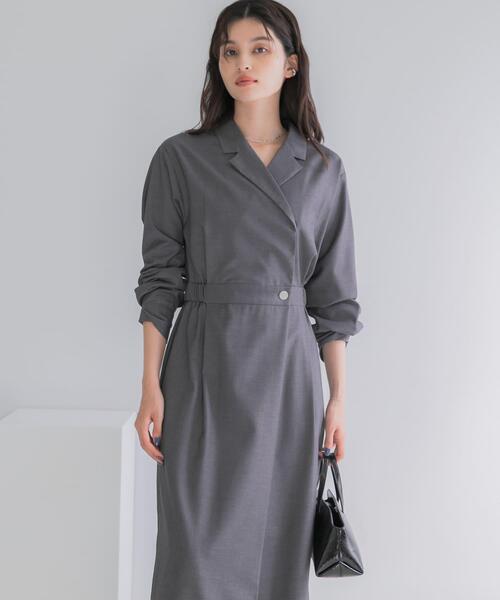URBAN RESEARCH ROSSO WOMEN(アーバンリサーチ ロッソ)の「カシュクールデザインウーステッドワンピース(ワンピース・レディース・モカ/ブラウン/グレー・36/38)」の1枚目の写真