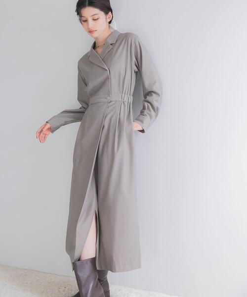 URBAN RESEARCH ROSSO WOMEN(アーバンリサーチ ロッソ)の「カシュクールデザインウーステッドワンピース(ワンピース・レディース・モカ/ブラウン/グレー・36/38)」の3枚目の写真