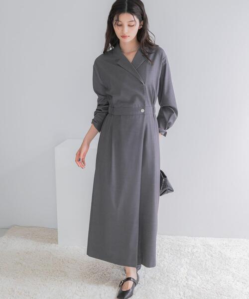 URBAN RESEARCH ROSSO WOMEN(アーバンリサーチ ロッソ)の「カシュクールデザインウーステッドワンピース(ワンピース・レディース・モカ/ブラウン/グレー・36/38)」の5枚目の写真
