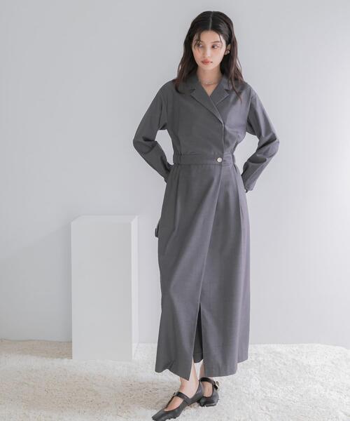 URBAN RESEARCH ROSSO WOMEN(アーバンリサーチ ロッソ)の「カシュクールデザインウーステッドワンピース(ワンピース・レディース・モカ/ブラウン/グレー・36/38)」の6枚目の写真