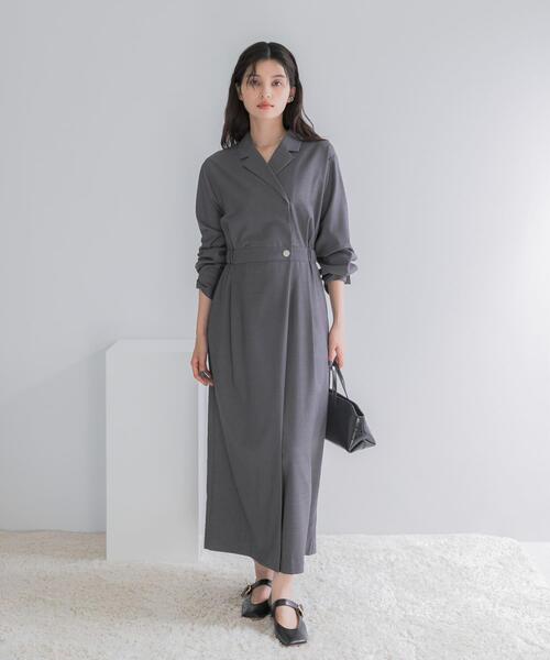 URBAN RESEARCH ROSSO WOMEN(アーバンリサーチ ロッソ)の「カシュクールデザインウーステッドワンピース(ワンピース・レディース・モカ/ブラウン/グレー・36/38)」の8枚目の写真
