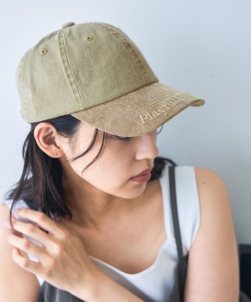 JEANASIS(ジーナシス)の「ツイルコールCAP/1055066(キャップ・レディース・ライトベージュ/ブラック/レッド・FREE)」の4枚目の写真