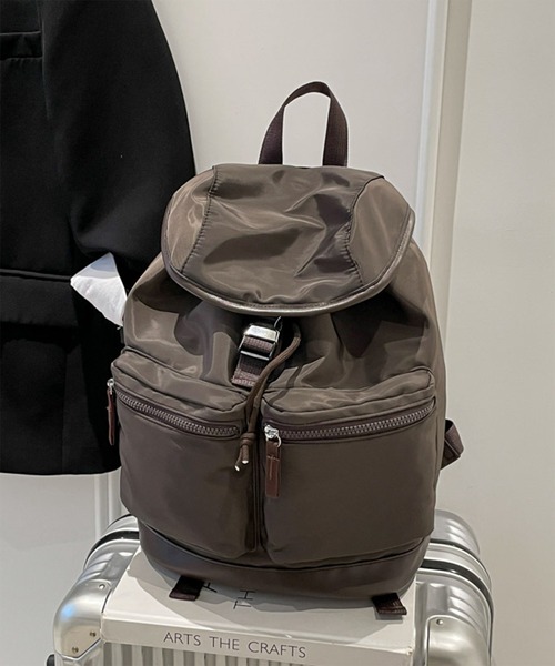 SETUP7(セットアップセブン)の「【SETUP7】ポケット付きナイロンバックパック リュックサック SCCH(バックパック/リュック・レディース・ブラック/ホワイト/ブラウン・FREE)」の10枚目の写真