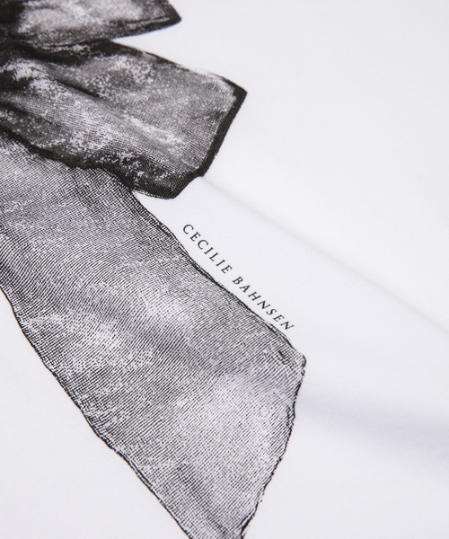 CECILIE BAHNSEN（セシリー バンセン）の「SHORT SLEEVE T-SHIRT WITH PRINT（Tシャツ/カットソー・レディース・ホワイト×ブラック・M/S）」の7枚目の写真