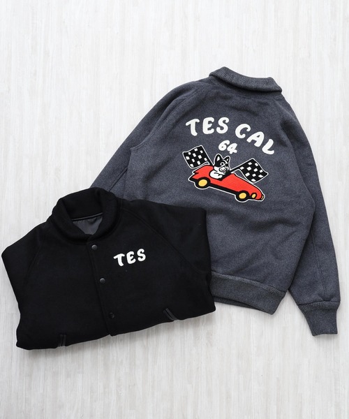 The Endless Summer（エンドレスサマー）の「TES CAL HOT ROD MELTON AWARD JKT / スタジャン（その他アウター・メンズ・チャコール/ブラック・MEDIUM/LARGE/SMALL/X-LARGE）」の3枚目の写真