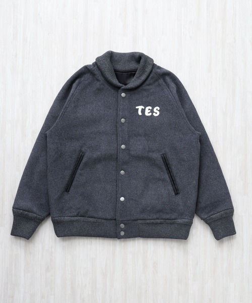 The Endless Summer（エンドレスサマー）の「TES CAL HOT ROD MELTON AWARD JKT / スタジャン（その他アウター・メンズ・チャコール/ブラック・MEDIUM/LARGE/SMALL/X-LARGE）」の9枚目の写真