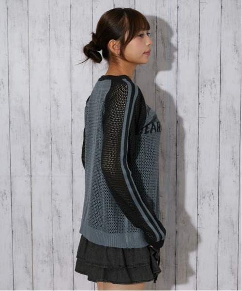 GORGE(ゴージ)の「配色ロゴメッシュニット|全3色(ニット/セーター・レディース・オフホワイト/チャコール/ボルドー・F)」の7枚目の写真