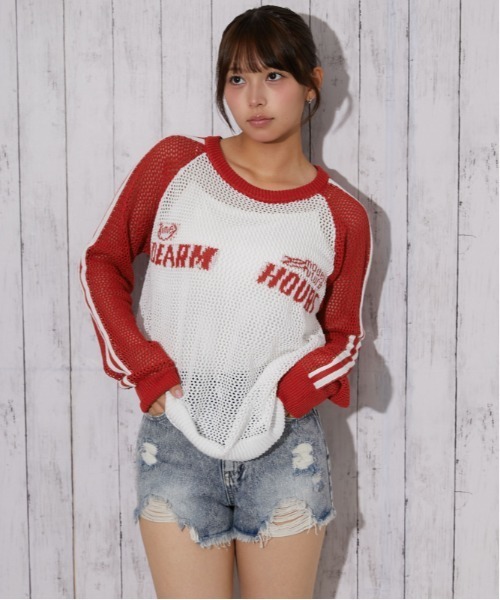 GORGE(ゴージ)の「配色ロゴメッシュニット|全3色(ニット/セーター・レディース・オフホワイト/チャコール/ボルドー・F)」の12枚目の写真