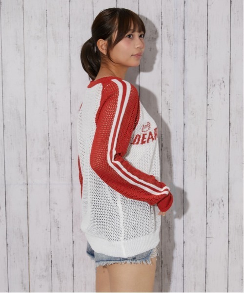 GORGE(ゴージ)の「配色ロゴメッシュニット|全3色(ニット/セーター・レディース・オフホワイト/チャコール/ボルドー・F)」の13枚目の写真