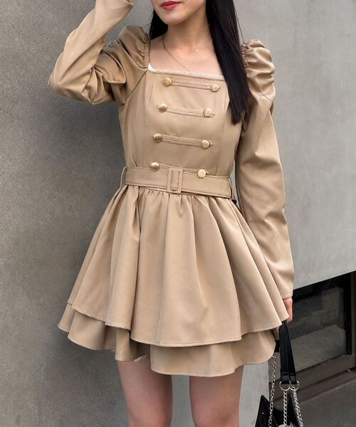 MAJESTIC LEGON(マジェスティックレゴン)の「ナポレオンデザイン長袖ワンピース(ワンピース・レディース・アイボリー/ベージュ/ブラック/グレー・MEDIUM)」の17枚目の写真