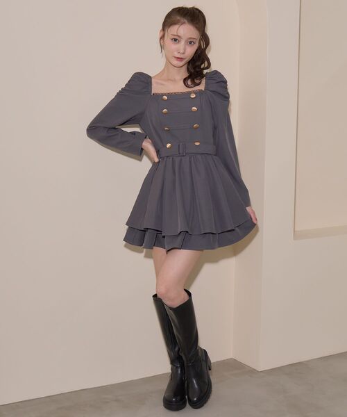 MAJESTIC LEGON(マジェスティックレゴン)の「ナポレオンデザイン長袖ワンピース(ワンピース・レディース・アイボリー/ベージュ/ブラック/グレー・MEDIUM)」の19枚目の写真