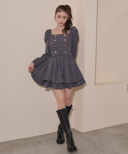 MAJESTIC LEGON(マジェスティックレゴン)の「ナポレオンデザイン長袖ワンピース(ワンピース・レディース・アイボリー/ベージュ/ブラック/グレー・MEDIUM)」の20枚目の写真