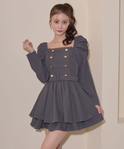 MAJESTIC LEGON(マジェスティックレゴン)の「ナポレオンデザイン長袖ワンピース(ワンピース・レディース・アイボリー/ベージュ/ブラック/グレー・MEDIUM)」の21枚目の写真