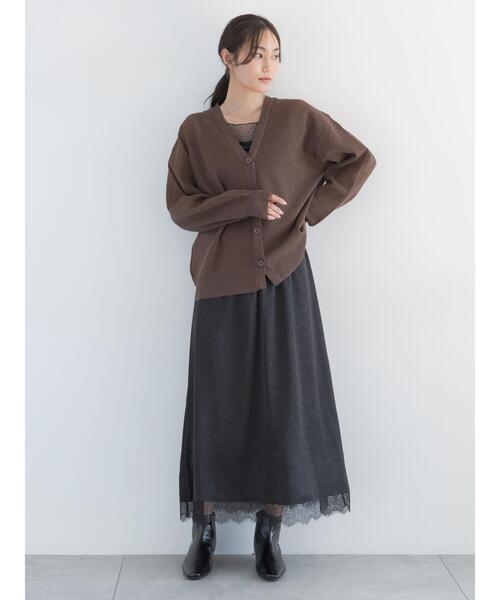 Te chichi(テチチ)の「リネン混ダブルジャガードVネックカーディガン(カーディガン/ボレロ・レディース・ブラック/ブラウン/レッド・F)」の8枚目の写真