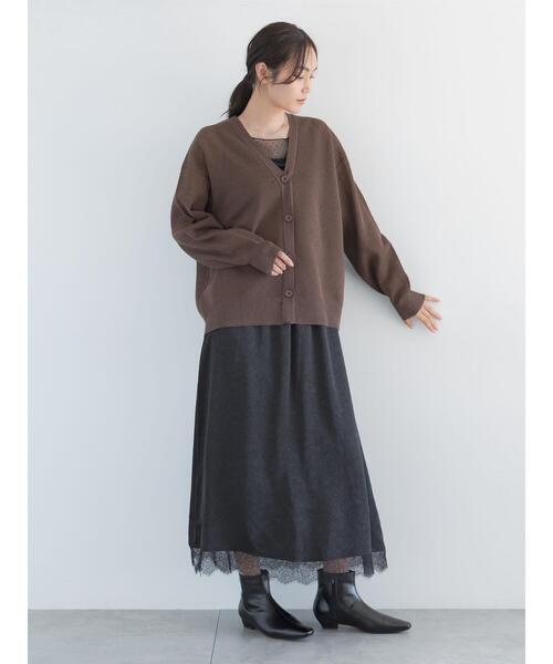 Te chichi(テチチ)の「リネン混ダブルジャガードVネックカーディガン(カーディガン/ボレロ・レディース・ブラック/ブラウン/レッド・F)」の7枚目の写真