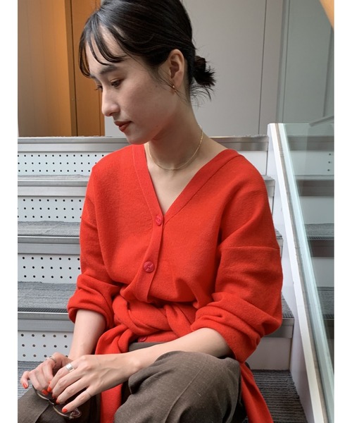 Te chichi(テチチ)の「リネン混ダブルジャガードVネックカーディガン(カーディガン/ボレロ・レディース・ブラック/ブラウン/レッド・F)」の18枚目の写真