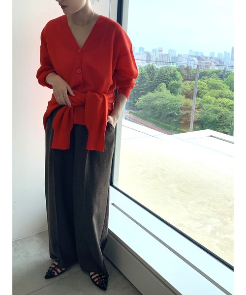 Te chichi(テチチ)の「リネン混ダブルジャガードVネックカーディガン(カーディガン/ボレロ・レディース・ブラック/ブラウン/レッド・F)」の16枚目の写真