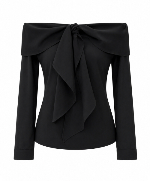 REORG(リオルグ)の「PAP OFF SHOULDER TIE BLOUSE BLACK(シャツ/ブラウス・レディース・その他・SMALL/MEDIUM/X-SMALL)」の4枚目の写真