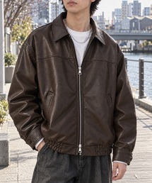 MONO-MART（モノマート）の「ヴィンテージライク オーバーサイズ ジップアップブルゾン（ライダースジャケット）」