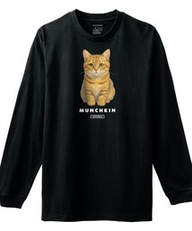 Moftique(モフティック) 長袖Tシャツ マンチカン 猫 キャット ペット アニマル プリント 袖リブ ロンT トップス レディース
